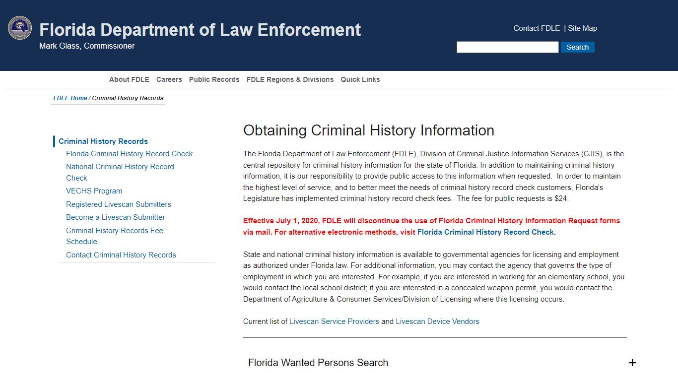 Criminal History Records